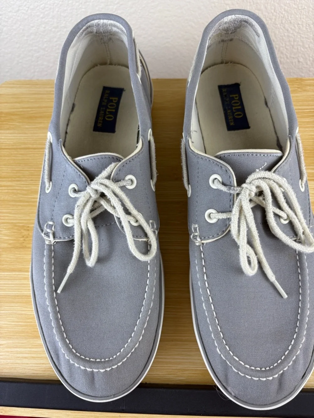 Polo Ralph Lauren Sander Grey Canvas Boat Shoes Men's Size 10 Preppy Casual
